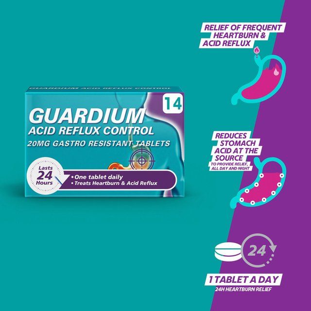 Guardium Acid Reflux Control Tabs Heartburn Indigestion 14 per pack