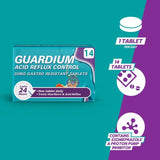 Guardium Acid Reflux Control Tabs Heartburn Indigestion 14 per pack