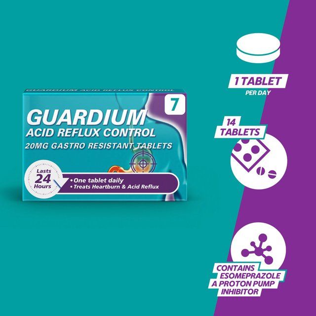 Guardium Acid Reflux Control Tabs Heartburn Indigestion 7 per pack