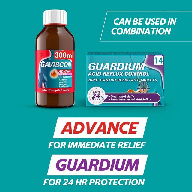 Guardium Acid Reflux Control Tabs Heartburn Indigestion 7 per pack