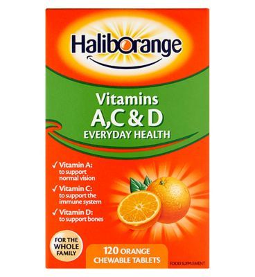 Haliborange Vitamins A, C & D - 120 Orange Flavour Chewable Tablets