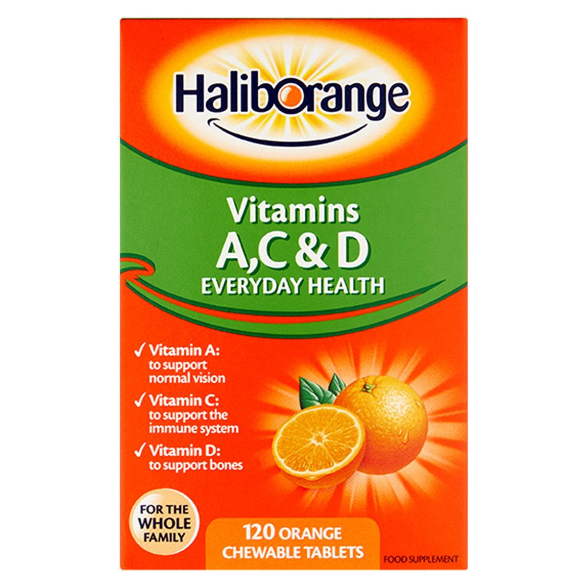 Haliborange Vitamins A, C & D - 120 Orange Flavour Chewable Tablets