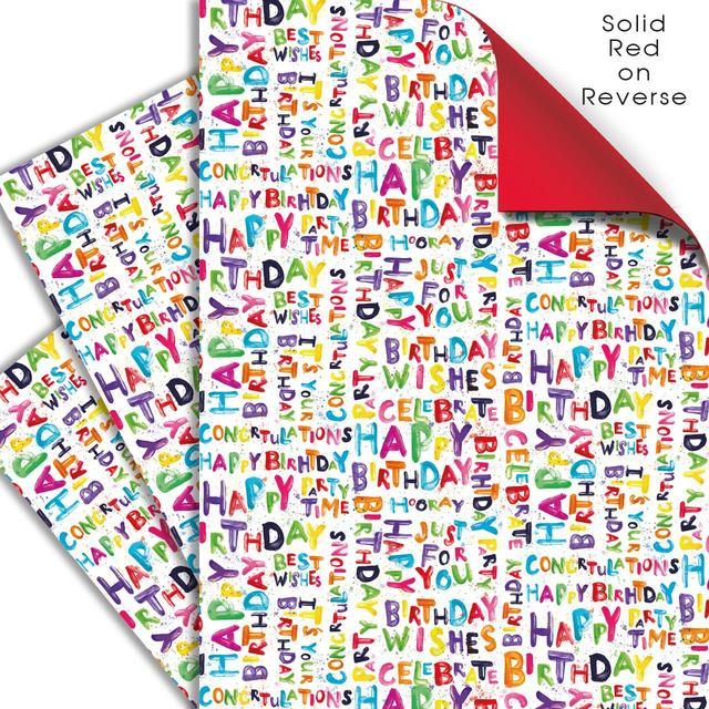 Happy Bright Double Sided Gift Wrap Sheets 3 per pack