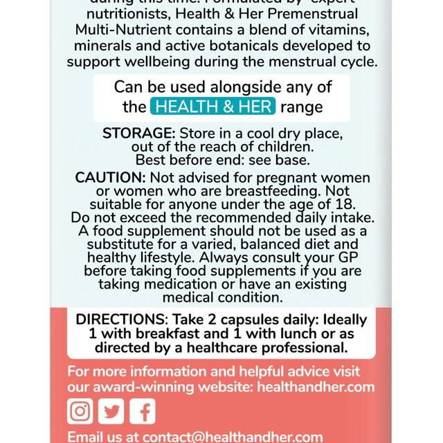 Health & Her Premenstrual Multi-nutrient Support Supplement Capsules 60 per pack
