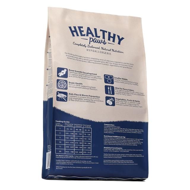 Healthy Paws British Turkey & Brown Rice Puppy Dog Food 12kg