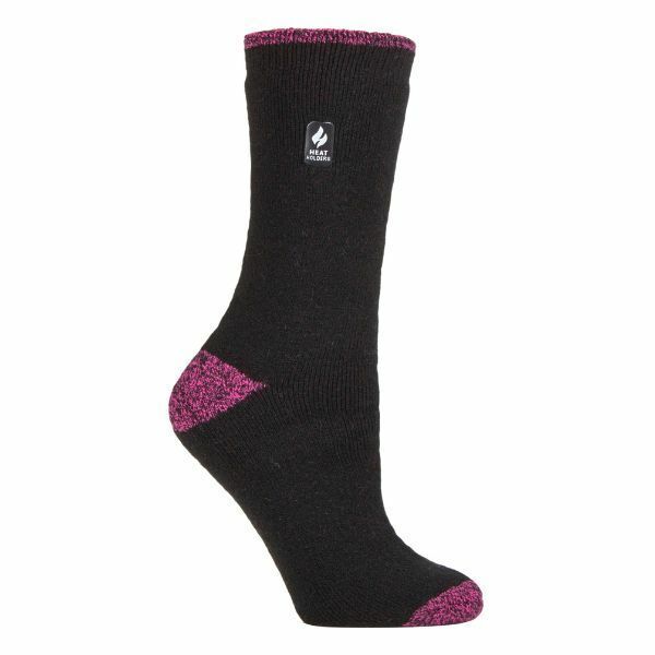 Heat Holders Ladies Thick Warm Thermal Socks 4-8 UK Black / Berry H&T (Prague)