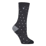 Heat Holders Ladies Ultra Lite Thermal Dress Socks 4-8 UK Charcoal Spots (Berry)