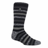 Heat Holders Mens Fleece Lined Thermal Slipper Socks 6-11 UK BLACK / CHARCOAL / 1EA
