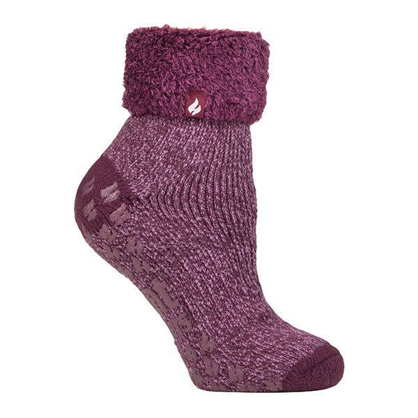 Heat Holders Womens Non Slip Thermal Bed Socks 4-8 UK Rose/ Mauve (Queenstown)
