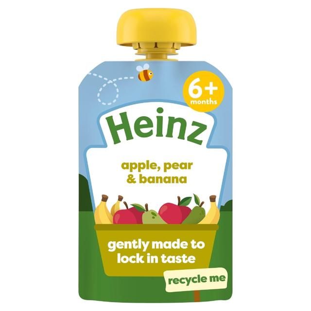 Heinz Apple Pear & Banana Fruit Puree Pouch Baby Food 6+ Months 100g