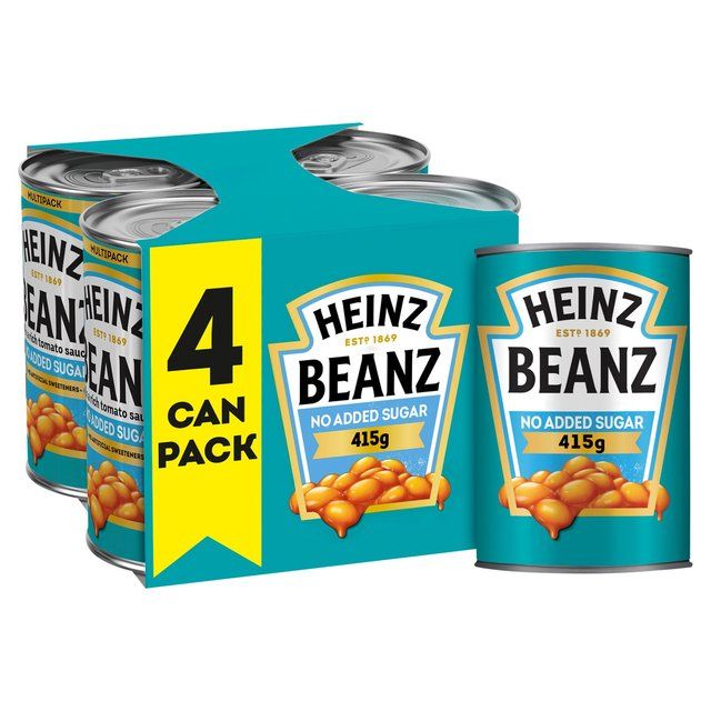 Heinz No Added Sugar Baked Beans in a Rich Tomato Sauce 4 x 415g