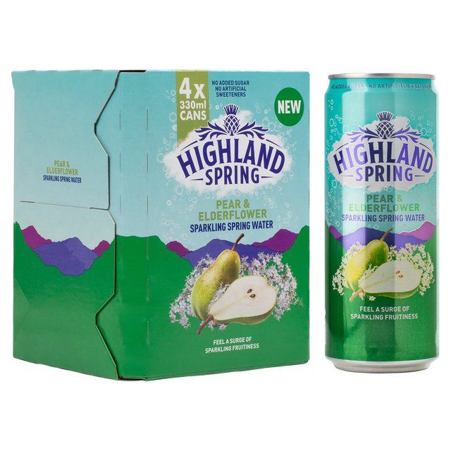 Highland Spring Sparkling Water Pear & Elderflower 4 x 330ml