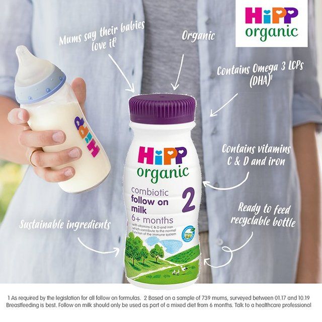 HiPP Organic 2 Follow On Baby Milk Liquid Formula 6-12 months 200ml