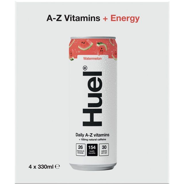 Huel Daily Vitamin Watermelon Sparkling Multivitamin Energy Drink 4 x 330ml