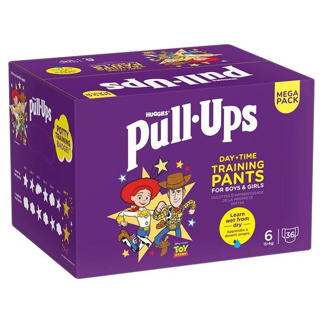 Huggies Pull Ups Day Time Unisex Training Nappy Pants -Size 6 MEGA 36 Pants 36 per pack