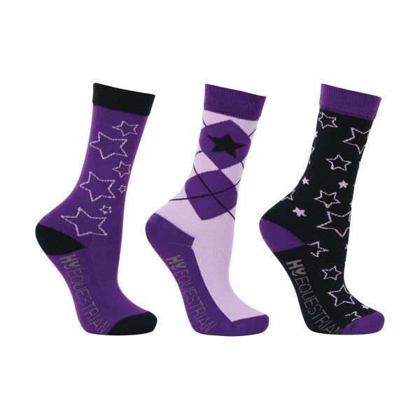 Hy Kids Stella Socks Set (Pack of 3) (8 -12) Purple/Lilac/Black / 1EA