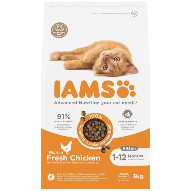 IAMS 1-12 Months Kitten Dry Cat Food Chicken 3kg