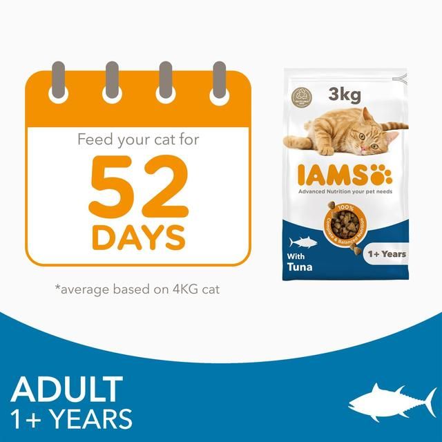 IAMS 1+ Years Adult Dry Cat Food Tuna 3kg