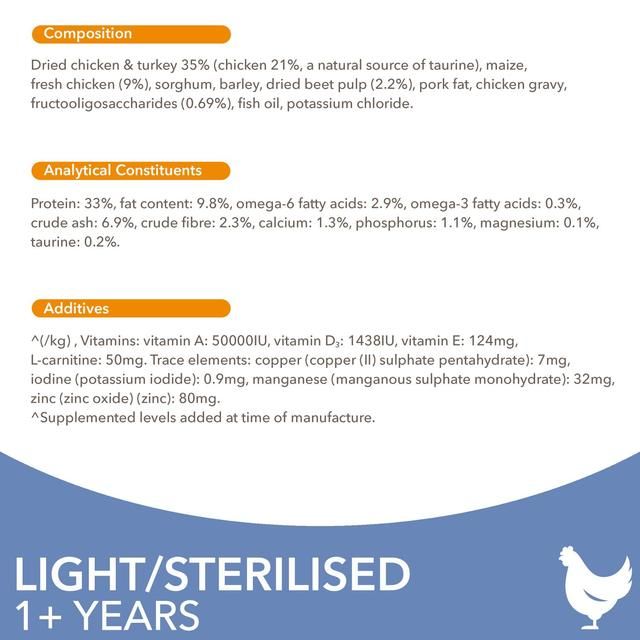 IAMS 1+ Years Light in Fat Dry Cat Food Chicken 3kg