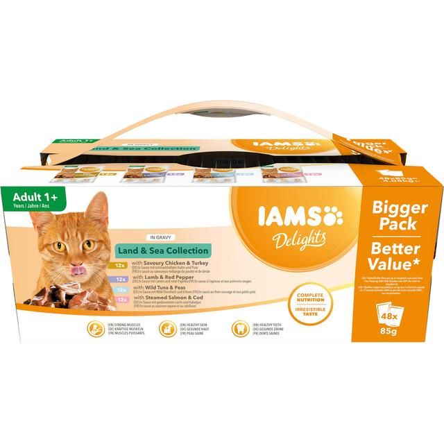 Iams Delights Adult Land & Sea Collection in Gravy Multipack 48 x 85g