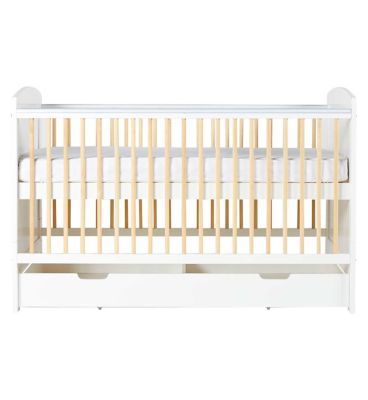 Ickle Bubba Coleby Classic Cot Bed, Under Drawer and Sprung Mattress - Scandi White