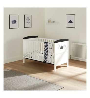 Ickle Bubba Coleby Style Cot Bed and Sprung Mattress - Mono Mountains