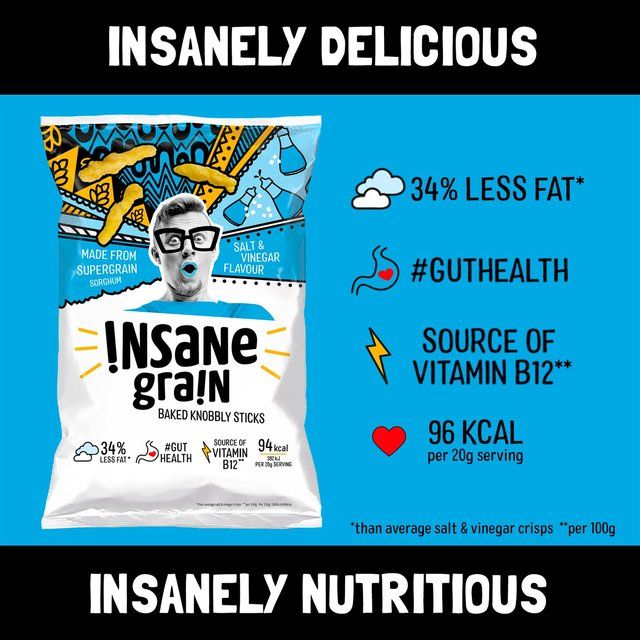 Insane Grain Salt & Vinegar - Baked Knobbly Sticks 80g