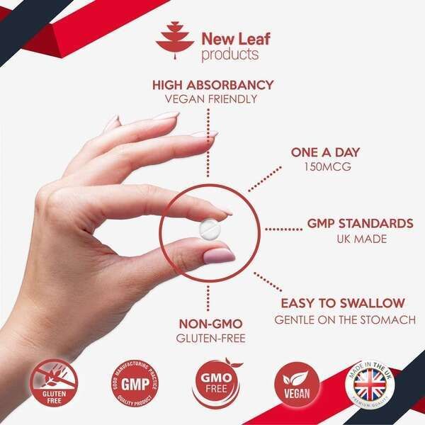 Iodine Tablets 150mcg Supplement Vegan Thyroid Support 180s