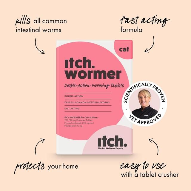 Itch Wormer Tablets For Cats (1kg +) 2 per pack