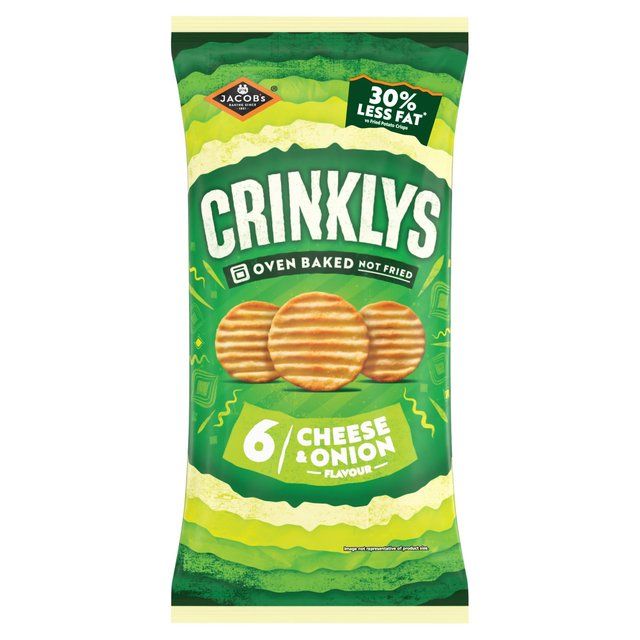 Jacob's Crinklys Cheese & Onion Multipack Snacks 6 per pack