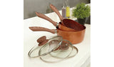 JML Copper Stone Pan 3 Piece Pan Set with Lids - Brown