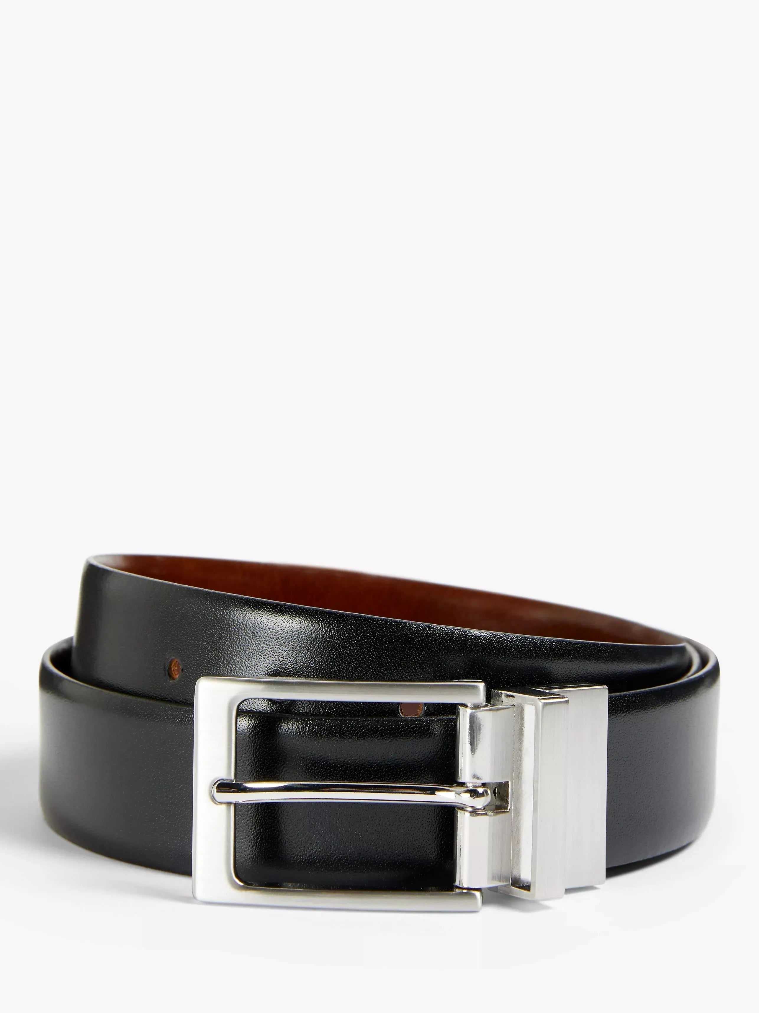 John Lewis Made in England 35mm Reversible Leather Belt, Black/Brown - McGrocer