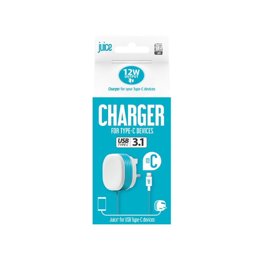 Juice USB-C Mains Charger with 1.5m Integrated Cable - 12w