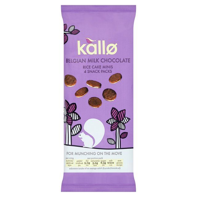 Kallo Belgian Milk Chocolate Mini Rice Cakes Multipack 4 x 21g