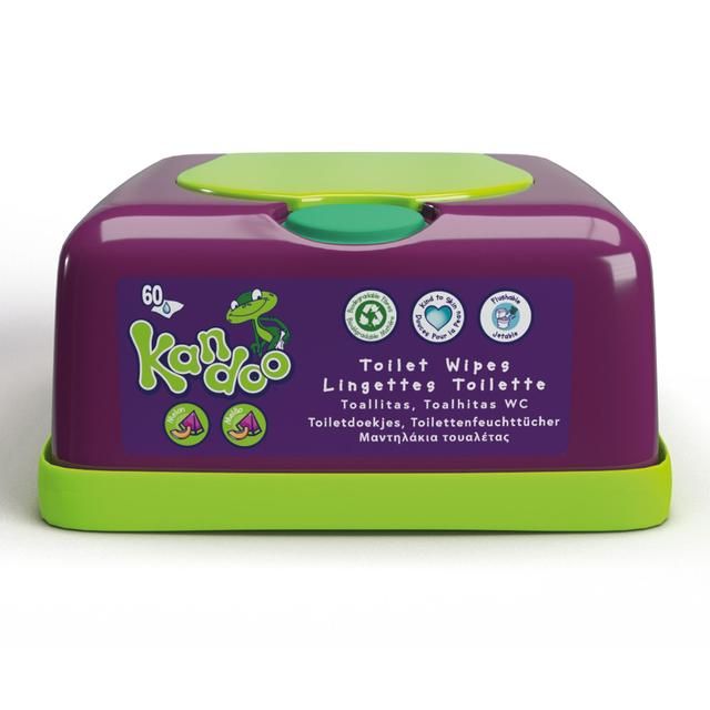 Kandoo Flushable Toilet Wipes with Dispensing Tub 60 per pack