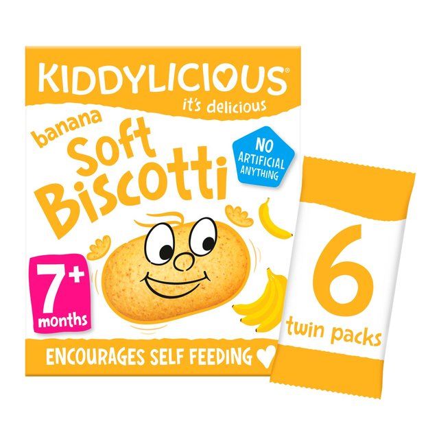 Kiddylicious Banana Soft Biscotti Baby Snacks Multi 6 x 20g