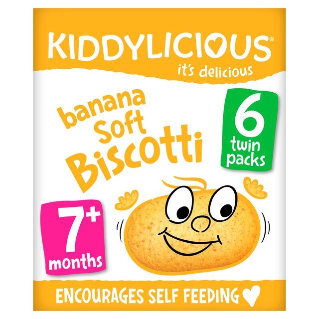 Kiddylicious Banana Soft Biscotti Baby Snacks Multi 6 x 20g