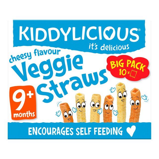Kiddylicious Cheesy Flavoured Veggie Straws Baby Snacks Big Pack 10 x 12g
