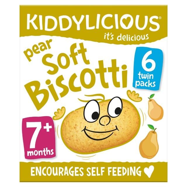 Kiddylicious Pear Soft Biscotti Baby Snacks Multi 6 x 20g