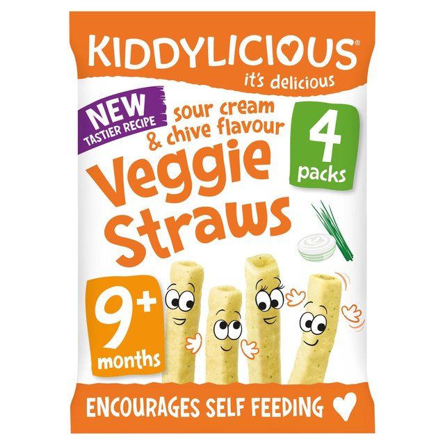 Kiddylicious Sour Cream & Chive Veggie Straws 9 mths+ 4 x 12g