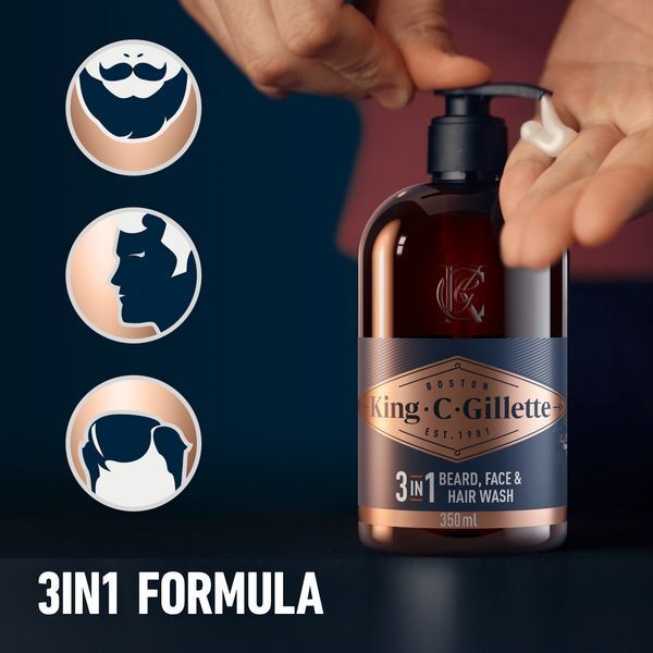 King C. Gillette Beard Shampoo & Face Wash, 350ml