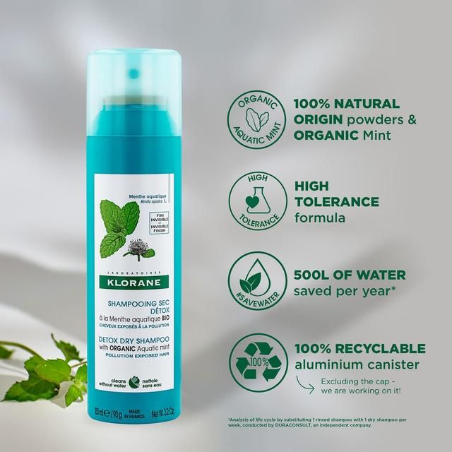 Klorane Detox Dry Shampoo with Organic Aquatic Mint 150ml