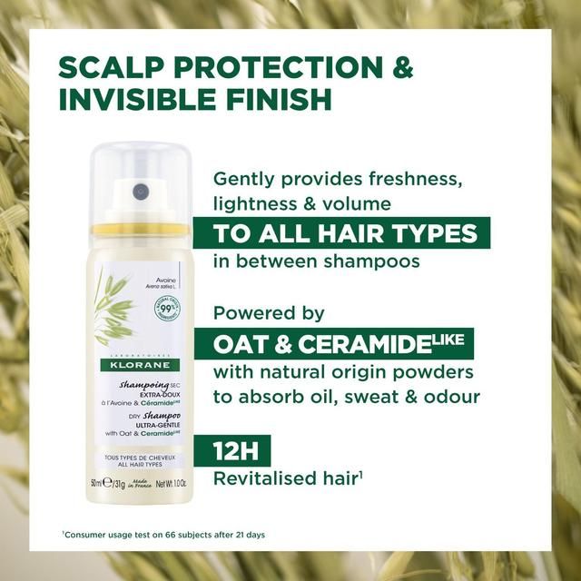 Klorane Extra-Gentle Dry Shampoo - All Hair Types - with Oat & CeramideLIKE 50ml