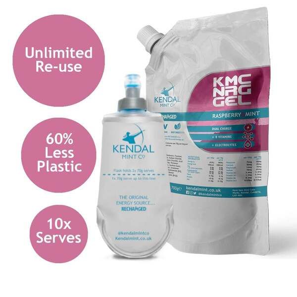 KMC Energy Gel Refill Raspberry & Mint + Flask Bundle