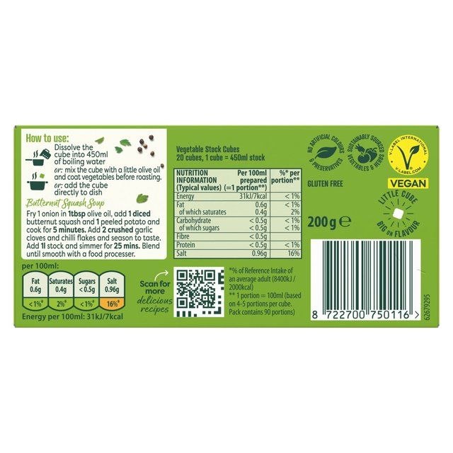 Knorr 20 Vegetable Stock Cubes 20 x 10g