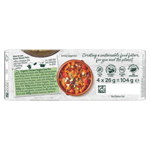 Knorr 4 Organic Chicken Stock Pot 104g