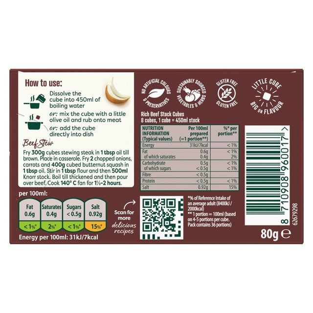 Knorr 8 Rich Beef Stock Cubes 8 x 10g