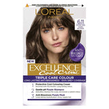 L’Oréal Paris Excellence Cool Crème Permanent Hair Dye, Long-lasting Anti-Brassiness Colour, 6.11 Ultra Ash Dark Blonde