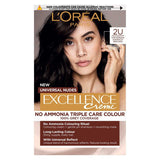 L’Oréal Paris Excellence Crème Universal Nudes Ammonia Free Permanent Hair Dye, 2U Universal Darkest Brown