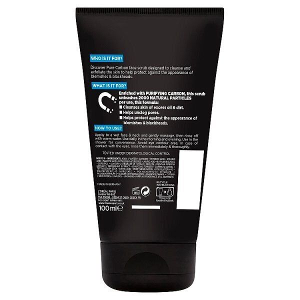L'Oreal Men Expert Charcoal Face Scrub Exfoliator 100ml